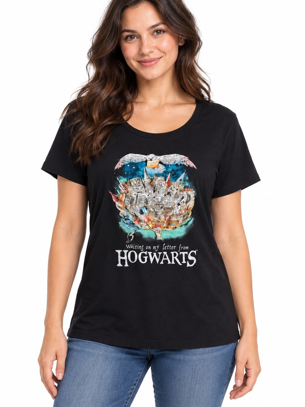Warner Bros. Black Hogwarts Graphic Short Sleeve Tee